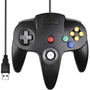 [USB Version] Classic N64 Controller, SAFFUN N64 Wired USB PC Game pad Joystick, N64 Bit USB Wired Game Stick for Windows PC MAC Linux Genesis Raspberry Pi Retropie Emulator [Plug & Play] (Black) in Kuwait