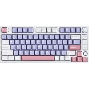 لوحة مفاتيح ميكانيكية 75% من KEYMECHER، لوحة مفاتيح لاسلكية بإضاءة خلفية RGB Hotswap تدعم بلوتوث، 2.4G واتصال سلكي، لوحة مفاتيح ميكانيكية للألعاب مع مفاتيح Ganss فضية، وأغطية مفاتيح PBT ومقبض مستوى الصوت