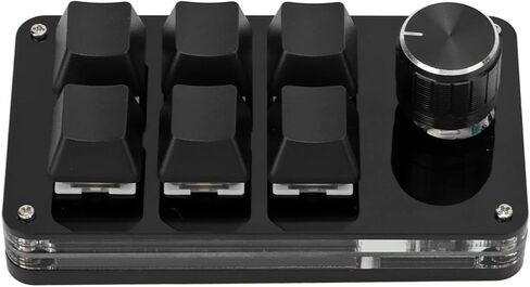 لوحة مفاتيح ألعاب ميكانيكية صغيرة ماكرو، 6 مفاتيح لوحة مفاتيح USB للكمبيوتر الشخصي بيد واحدة مع مقبض، وظيفة مخصصة للاختصار قابلة للبرمجة، لنظام التشغيل Windows، لنظام التشغيل Vista (أسود كامل) in Kuwait
