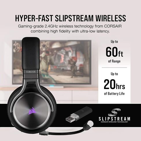 Corsair Virtuoso RGB Wireless SE Gaming Headset - High-Fidelity 7.1 Surround Sound with Broadcast Quality Microphone - Memory Foam Earcups - 20 Hour Battery Life Works w/ PC, MacOS, PS5 - Gunmetal in Saudi Arabia