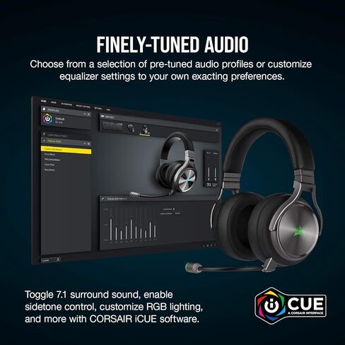 Corsair Virtuoso RGB Wireless SE Gaming Headset - High-Fidelity 7.1 Surround Sound with Broadcast Quality Microphone - Memory Foam Earcups - 20 Hour Battery Life Works w/ PC, MacOS, PS5 - Gunmetal in Saudi Arabia
