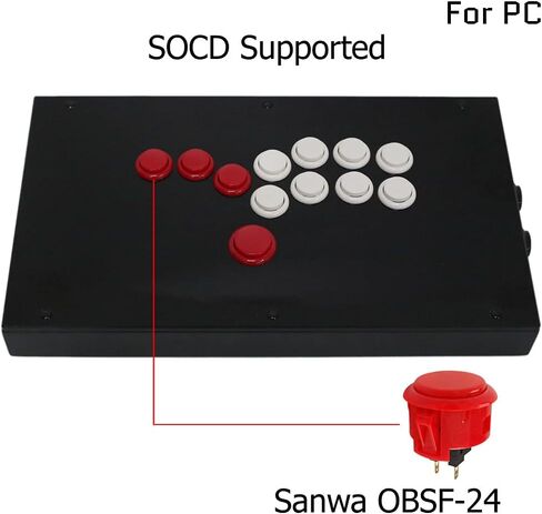 TruBoost RAC-J800B-PC All Buttons Hitbox Style Arcade Joystick Fight Stick Game Controller For PC Sanwa OBSF-24 30 in Kuwait