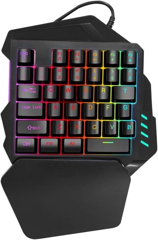 كيبورد العاب باضاءة خلفية RGB بيد واحدة، 35 مفتاحا مع غطاء مفاتيح سلكي USB مع مسند للمعصم، وحدة تحكم العاب صغيرة لجهاز بلاي ستيشن 4 والكمبيوتر in Saudi Arabia