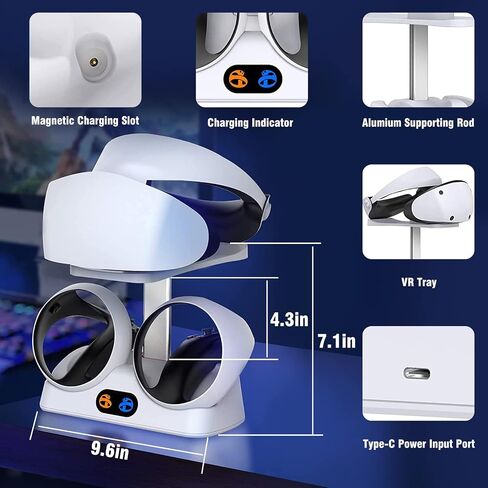 EEEKit Charging Station for PS VR2, Dual Fast Charger Dock Station with Headset Display Stand, LED Light, 2 Magnetic Connector, USB to Type-C Cable for PSVR2 Sense Controller in Saudi Arabia