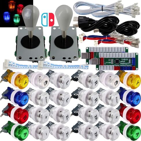 SJ@JX Arcade Game LED Controller Lamp USB Encoder 2 Player Gamepad Microswitch Light Button 8way LED Joystick for Nintendo Switch PC PS3 Retropie Raspberry Pi MAME in Kuwait