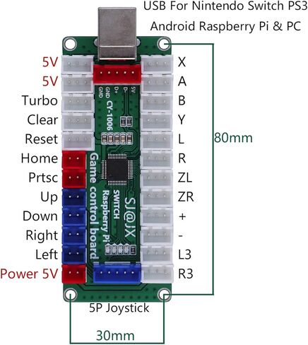 SJ@JX Arcade Game LED Controller Lamp USB Encoder 2 Player Gamepad Microswitch Light Button 8way LED Joystick for Nintendo Switch PC PS3 Retropie Raspberry Pi MAME in Kuwait