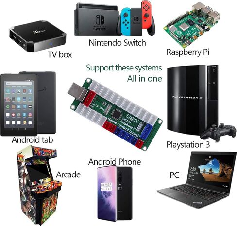 SJ@JX Arcade Game LED Controller Lamp USB Encoder 2 Player Gamepad Microswitch Light Button 8way LED Joystick for Nintendo Switch PC PS3 Retropie Raspberry Pi MAME in Kuwait