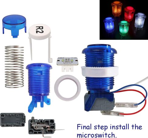SJ@JX Arcade Game LED Controller Lamp USB Encoder 2 Player Gamepad Microswitch Light Button 8way LED Joystick for Nintendo Switch PC PS3 Retropie Raspberry Pi MAME in Kuwait