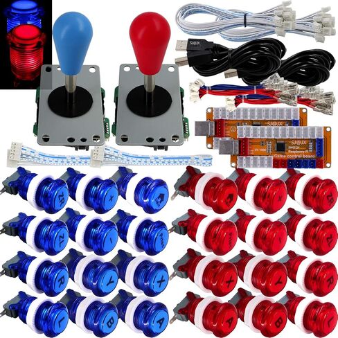 SJ@JX Arcade Game LED Controller Lamp USB Encoder 2 Player Gamepad Microswitch Light Button 8way LED Joystick for Nintendo Switch PC PS3 Retropie Raspberry Pi MAME in Kuwait