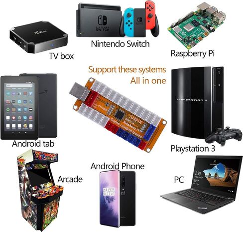 SJ@JX Arcade Game LED Controller Lamp USB Encoder 2 Player Gamepad Microswitch Light Button 8way LED Joystick for Nintendo Switch PC PS3 Retropie Raspberry Pi MAME in Kuwait
