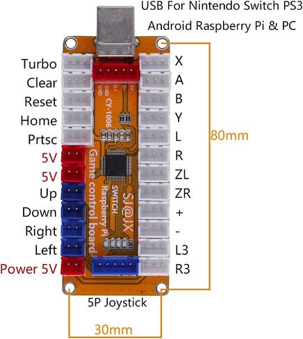 SJ@JX Arcade Game LED Controller Lamp USB Encoder 2 Player Gamepad Microswitch Light Button 8way LED Joystick for Nintendo Switch PC PS3 Retropie Raspberry Pi MAME in Kuwait