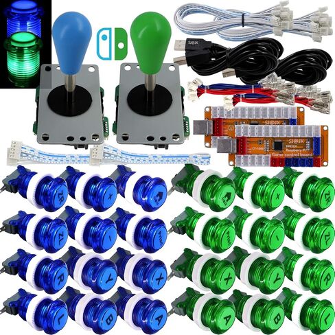 SJ@JX Arcade Game LED Controller Lamp USB Encoder 2 Player Gamepad Microswitch Light Button 8way LED Joystick for Nintendo Switch PC PS3 Retropie Raspberry Pi MAME in Kuwait