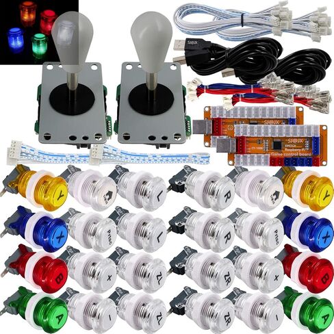 SJ@JX Arcade Game LED Controller Lamp USB Encoder 2 Player Gamepad Microswitch Light Button 8way LED Joystick for Nintendo Switch PC PS3 Retropie Raspberry Pi MAME in Kuwait