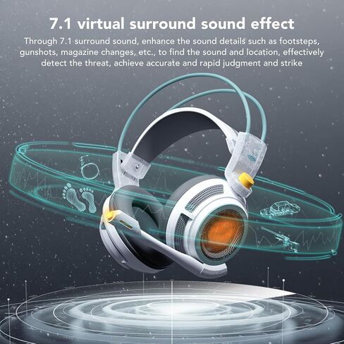 Stereo Gaming Headset, USB RBG Gaming Headphones with Noise Cancelling Micfor PC Laptop Computer, 7.1 Surround Sound, Soft Memory Earmuffs in Saudi Arabia