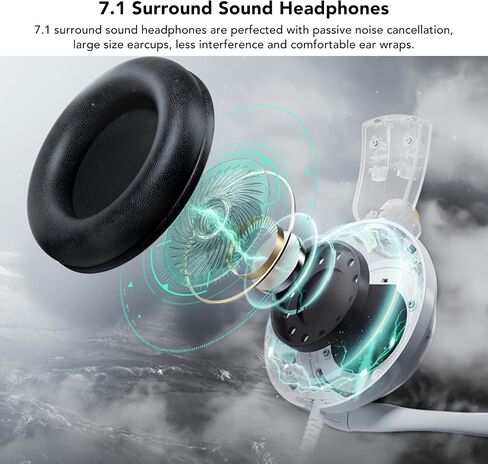 Stereo Gaming Headset, USB RBG Gaming Headphones with Noise Cancelling Micfor PC Laptop Computer, 7.1 Surround Sound, Soft Memory Earmuffs in Saudi Arabia