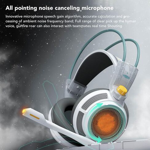 Stereo Gaming Headset, USB RBG Gaming Headphones with Noise Cancelling Micfor PC Laptop Computer, 7.1 Surround Sound, Soft Memory Earmuffs in Saudi Arabia