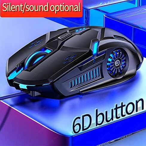 Gaming Mouse Wired,6 Buttons, 4 Adjustable DPI Up to 3200 DPI, 7 Circular & Breathing LED Light, Multifunction Wired Mouse Used for Games and Office (Black) in Kuwait
