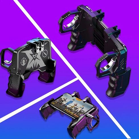maojin K21 PUGB Helper 4 Finger Linkage Game Handle, Peace Elite Fast Shooting Button Controller for PUBG Rules of Survival Game Trigger Joystick Gamepad for Phone in Saudi Arabia