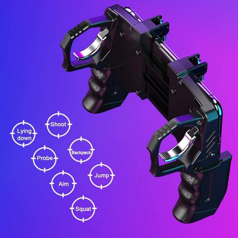 maojin K21 PUGB Helper 4 Finger Linkage Game Handle, Peace Elite Fast Shooting Button Controller for PUBG Rules of Survival Game Trigger Joystick Gamepad for Phone in Saudi Arabia