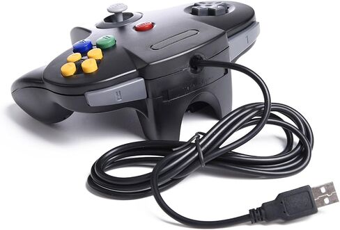 [USB Version] Classic N64 Controller, SAFFUN N64 Wired USB PC Game pad Joystick, N64 Bit USB Wired Game Stick for Windows PC MAC Linux Genesis Raspberry Pi Retropie Emulator [Plug & Play] (Black) in Kuwait