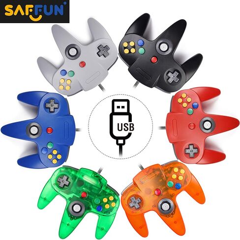 [USB Version] Classic N64 Controller, SAFFUN N64 Wired USB PC Game pad Joystick, N64 Bit USB Wired Game Stick for Windows PC MAC Linux Genesis Raspberry Pi Retropie Emulator [Plug & Play] (Black) in Kuwait