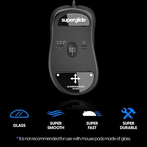 Superglide - Fastest and Smoothest Mouse Feet / Skates Made with Ultra Strong Flawless Glass Super Fast Smooth and Durable Sole for Zowie EC Series [Black] in Saudi Arabia