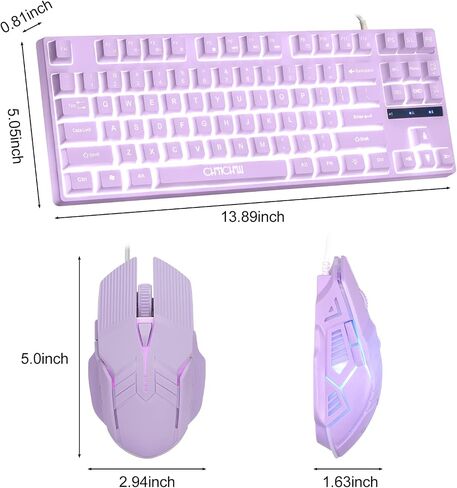 RGB Gaming Keyboard and Mouse Combo,USB Wired Custom Clear Keyboards | Rainbow LED Backlight Transparent Keyboard Mouse Set for Computer Windows PC PS4 Xbox Laptop in Kuwait