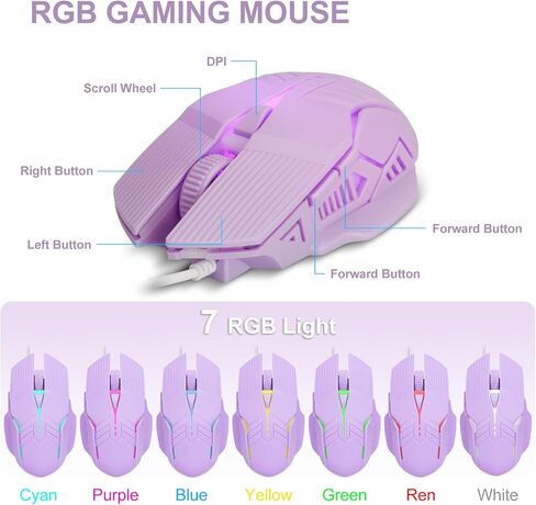 RGB Gaming Keyboard and Mouse Combo,USB Wired Custom Clear Keyboards | Rainbow LED Backlight Transparent Keyboard Mouse Set for Computer Windows PC PS4 Xbox Laptop in Kuwait