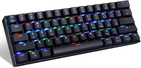 لوحة مفاتيح ERYUE CK61 RGB لوحة مفاتيح ميكانيكية للألعاب OUTMU باللون الأحمر، لوحة مفاتيح 61 مفتاحًا مضادة للظلال مع إضاءة خلفية للألعاب باللون الأسود in Kuwait