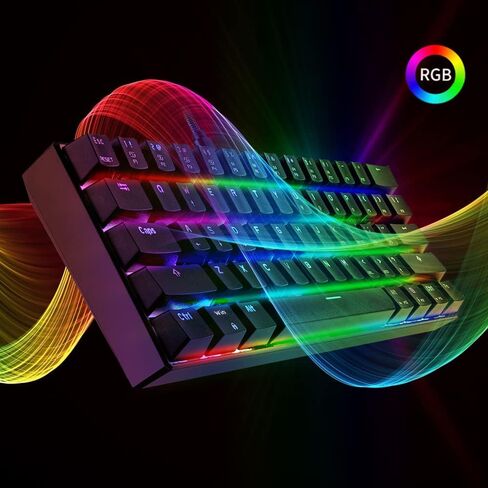لوحة مفاتيح ERYUE CK61 RGB لوحة مفاتيح ميكانيكية للألعاب OUTMU باللون الأحمر، لوحة مفاتيح 61 مفتاحًا مضادة للظلال مع إضاءة خلفية للألعاب باللون الأسود in Kuwait
