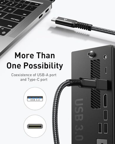 كابل ربط PRISMXR بطول 16 قدم متوافق مع ملحقات Oculus Quest 2/ Meta Quest Pro من النوع C إلى C 2 في 1 5 متر USB 3.2 للكمبيوتر/Steam VR، نقل بيانات الكمبيوتر بسرعة 5 جيجابت في الثانية (أسود) in Kuwait