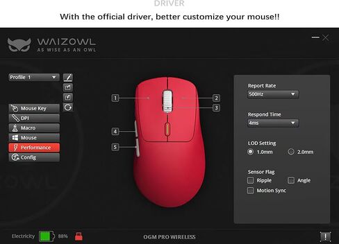 WAIZOWL OGM ONE Wireless Wired Mouse 75g Lightweight Dual Mode Professional ESports PC Gaming Mice Ergonomic Type C Rechargeable in Kuwait