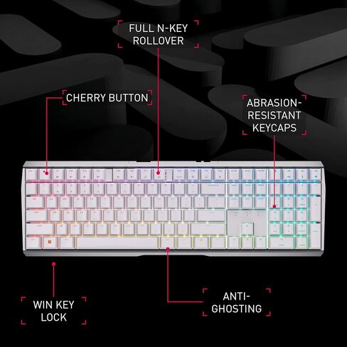 Cherry MX 3.0S Wireless, Mechanical Gaming Keyboard, Bluetooth, 2.4 GHz & Wired Mode, RGB Lighting, Aluminum Housing, Rechargeable, MX RED Switches, Black in Saudi Arabia
