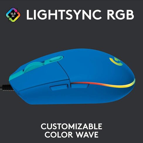 Logitech G203 Wired Gaming Mouse - Black | LIGHTSYNC RGB, On-Board Memory, 6 Programmable Buttons, Compabile with PC/Mac in Kuwait
