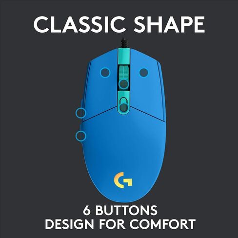 Logitech G203 Wired Gaming Mouse - Black | LIGHTSYNC RGB, On-Board Memory, 6 Programmable Buttons, Compabile with PC/Mac in Kuwait