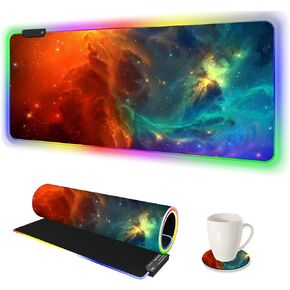 AIMSA Large Gaming Mouse Pad RGB, Keyboard Led Mousepad Extended 35.4 x 15.8 inch Non-Slip Rubber Base with 14 Lighting Modes Desk Mat, Red Circuit Board Motherboard in Kuwait