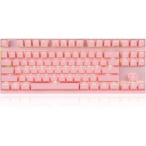 MOTOSPEED 2.4GHz Wireless/Wired Mechanical Gaming Keyboard White Backlit/Durable Battery,Type-C Gaming/Typist Keyboard for Mac/PC/Laptop(Pink, 87 Key Red Switches) in Kuwait