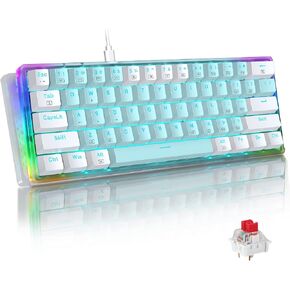 E-YOOSO 60% Mechanical Keyboard, RED Switches Mechanical Gaming Wired Keyboard with RGB Backlit, Ultra-Compact 60 Percent Computer Keyboard for Windows, Mac OS (Blue White) in Kuwait