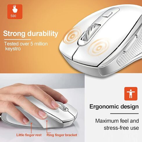 Wireless Mouse, 2.4Ghz Office/Gaming Ergonomic Optical Mouse 1600dpi for Notebook Desktop Computer (white) in Saudi Arabia
