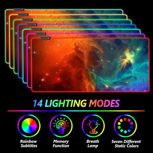لوحة ماوس ألعاب AIMSA كبيرة RGB، لوحة ماوس LED ممتدة 35.4 × 15.8 بوصة قاعدة مطاطية غير قابلة للانزلاق مع 14 وضع إضاءة، سجادة مكتب كبيرة مقاومة للماء، أحمر أسود in Kuwait