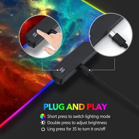 لوحة ماوس ألعاب AIMSA كبيرة RGB، لوحة ماوس LED ممتدة 35.4 × 15.8 بوصة قاعدة مطاطية غير قابلة للانزلاق مع 14 وضع إضاءة، سجادة مكتب كبيرة مقاومة للماء، أحمر أسود in Kuwait