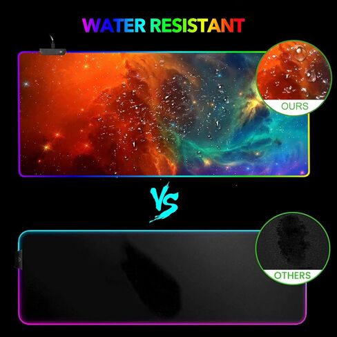 لوحة ماوس ألعاب AIMSA كبيرة RGB، لوحة ماوس LED ممتدة 35.4 × 15.8 بوصة قاعدة مطاطية غير قابلة للانزلاق مع 14 وضع إضاءة، سجادة مكتب كبيرة مقاومة للماء، أحمر أسود in Kuwait