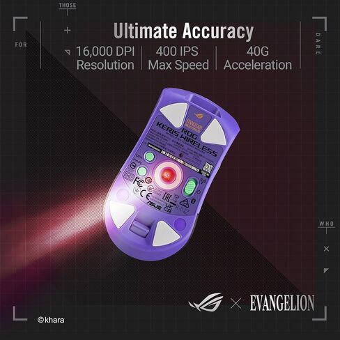 ASUS ROG Keris Wireless EVA Edition Gaming Mouse, Wireless Mouse with Tri-Mode connectivity, 16000 DPI Sensor, 7 programmable Buttons, PBT, hot-swappable Switch sockets, Paracord Cable in Saudi Arabia