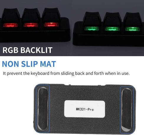Acogedor Mini 3 Key Keypad Mechanical Gaming Keyboard, USB/2.4G/Bluetooth RGB Backlit Mini Programmable Macro Keypad, One Handed HID Standard Keyboard in Saudi Arabia