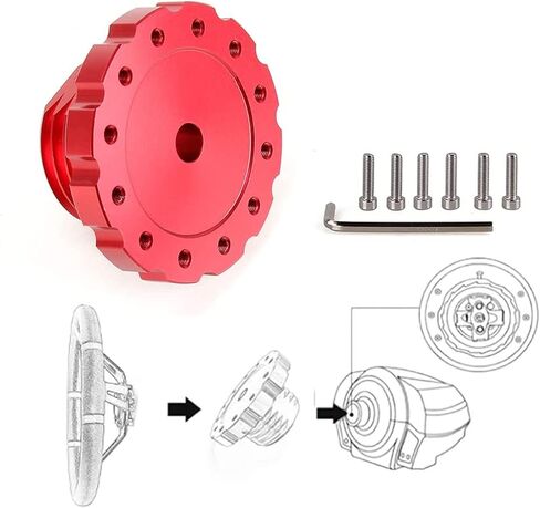 Gugxiom Game Steering Wheel Adapter Aluminum, Steering Wheel Adapter Quick Release Replacement, Steering Boss Steering Wheel Plate Adapter, Fits Thrustmaster T500 / T300 / TS/TX (Red) in Saudi Arabia