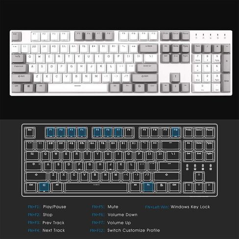 DURGOD Taurus K310 Mechanical Keyboard | 104 Keys Full Size | USB C Wired | Doubleshot PBT Keycaps | Programmable Keys | NKRO Rollover | for Windows & Mac | Cherry MX Brown, Grey in Kuwait