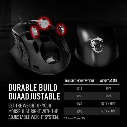 MSI Clutch GM11 Gaming Mouse, 5000 DPI, 10M Omron Switches, Optical Sensor, Symmetrical Ergonomic Design, RGB Mystic Light Compatible, PC/Mac,graphite in Saudi Arabia