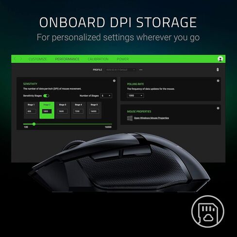Razer Basilisk V2 - FPS Gaming Mouse (Gaming Mouse with New 20,000 DPI Focus + Optical Sensor, 5G, Removable Dpi Switch and Customizable Scroll Wheel, RGB Chroma and USB) Black in Saudi Arabia