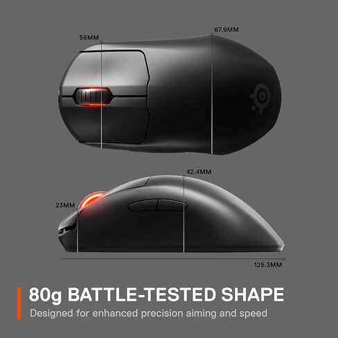 SteelSeries Esports Wireless FPS Gaming Mouse – Ultra Lightweight – Prime Edition – 5 Programmable Buttons – Lag-free 2.4GHz – 100H Battery – 18K CPI Sensor – Magnetic Optical Switches – PC/Mac,Black in Saudi Arabia