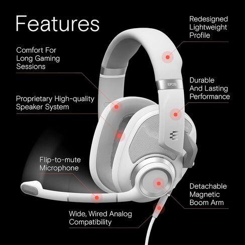EPOS Audio H6PRO Open Acoustic Gaming Headset (Ghost White) in Kuwait